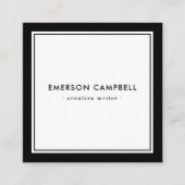 エレガント黒縁どミニマルモダンプロフェッショナル スクエア名刺 (正面)