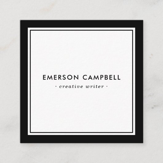 エレガント黒縁どミニマルモダンプロフェッショナル スクエア名刺 (正面)