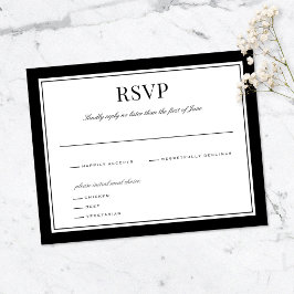 エレガント黒縁ど |の結婚返信カード サンキューカード