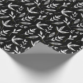 エレガント黒葉植物包み紙 ラッピングペーパー (角)