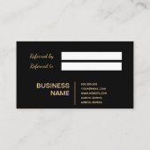エレガント黒金ゴールドホイル絵を描ストライプのプロフェッショナル 紹介カード (裏面)