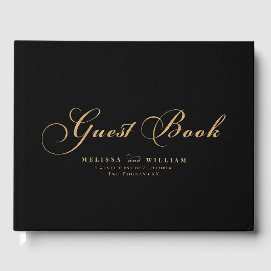 エレガント黒金ゴールド結婚ズ ゲストブック (正面)