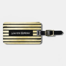 エレガント黒金ゴールド絵を描ストライプの箔 ラゲッジタグ