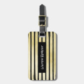 エレガント黒金ゴールド絵を描ストライプの箔 ラゲッジタグ (正面縦)