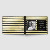 エレガント黒金ゴールド絵を描ストライプの葬 ゲストブック (全面)