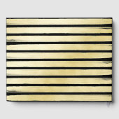 エレガント黒金ゴールド絵を描ストライプの葬 ゲストブック (裏面)