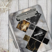 エレガント黒金ゴールド銀幾何学模様 クリップボード