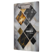 エレガント黒金ゴールド銀幾何学模様 クリップボード (左)