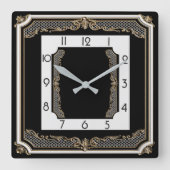 エレガント黒 スクエア壁時計 (正面)
