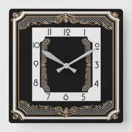 エレガント黒 スクエア壁時計