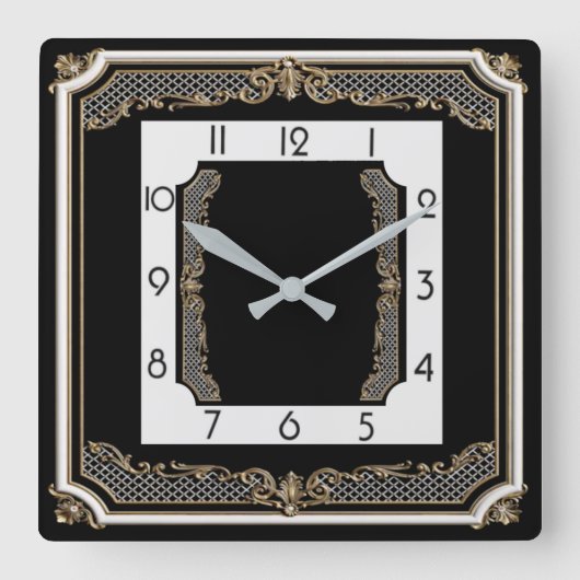 エレガント黒 スクエア壁時計 (正面)
