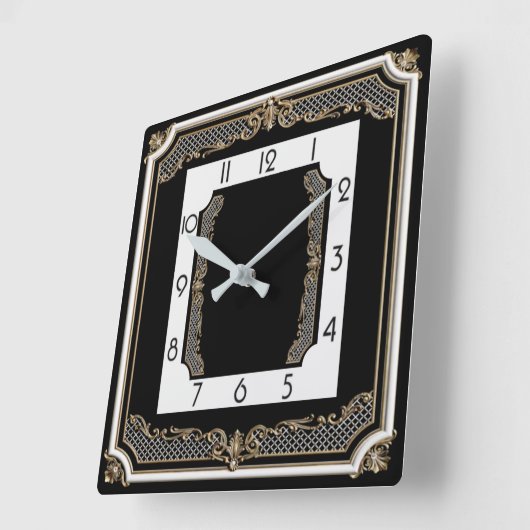 エレガント黒 スクエア壁時計 (傾斜)