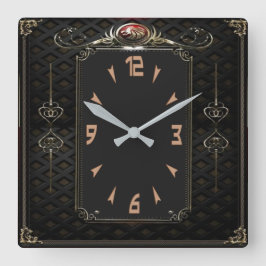 エレガント黒 スクエア壁時計