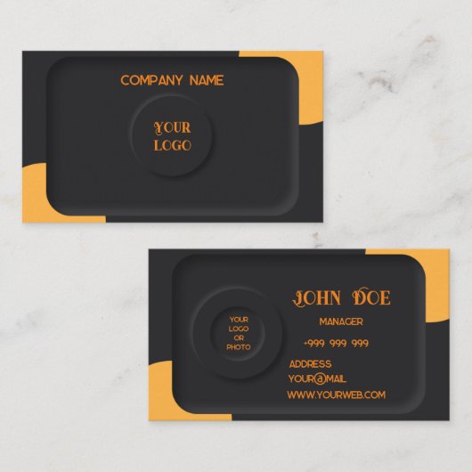 エレガント黒 名刺 (正面/裏面)