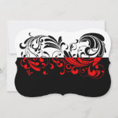 エレガント黒/白/赤の渦巻き形結婚の 招待状 (裏面)