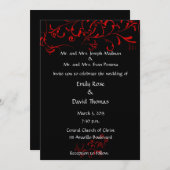 エレガント黒、赤、白 招待状 (正面/裏面)