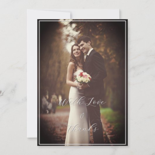 エレガント1パーソナライズされた枚のフォトスクリプト サンキューカード (正面)
