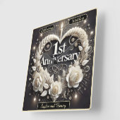 エレガント1周年記念紙ハート スクエア壁時計 (傾斜)