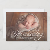 エレガント1枚のフォトピンク誕生を紹介する台本 案内状 (正面)