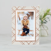 エレガント1枚の写真バラ金ゴールドモダンクリスマス 箔シーズンカード (立ち正面)