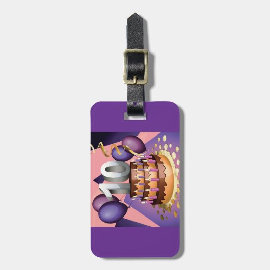 エレガント10周年記念お祝いケーキデザイン ラゲッジタグ (正面縦)