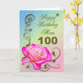 エレガント100thバースデー・カードはお母さんのための上がりました カード (黄色い花)