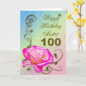 エレガント100thバースデー・カードは姉妹のための上がりました カード (黄色い花)