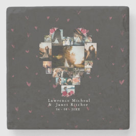 エレガント18人の写真のハートが彼のために整形される ストーンコースター
