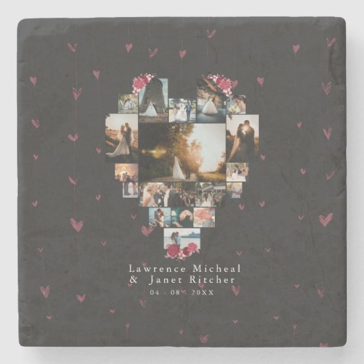エレガント18人の写真のハートが彼のために整形される ストーンコースター (正面)