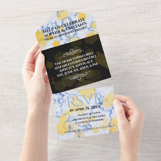 エレガント18周年結婚記念日 オールインワン招待状 (貼ってはがせる)