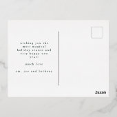 エレガント2フォトスクリプトJoyful Christmas Green 箔シーズンポストカード (裏面)