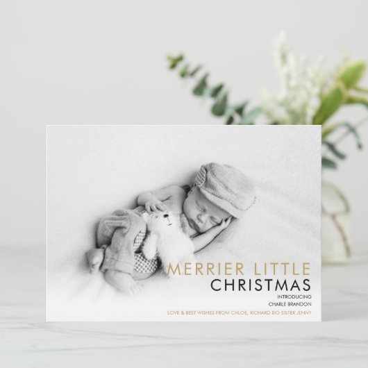 エレガント2モダンフォトクリスマスホリデー誕生 案内状 (スタンド正面)