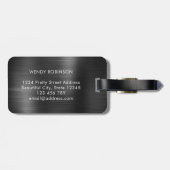 エレガント2モノグスタイリッシュラムイニシャルブラックメタル ラゲッジタグ (裏面横)