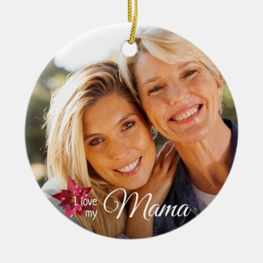 エレガント2人の母親が娘のクリスマス セラミックオーナメント (正面)