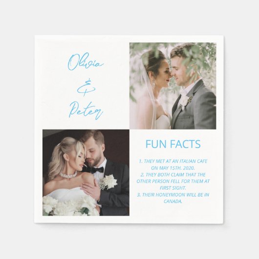 エレガント2写真シンプルカップルおもしろい事実結婚 スタンダードカクテルナプキン (正面)