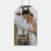 エレガント2枚のモダン写真は結婚あなた感謝していにもの ギフトタグ (正面)
