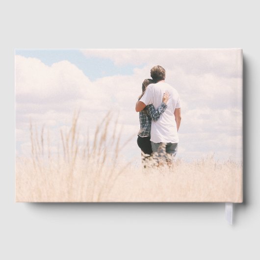 エレガント2枚の写真のスクリプ結婚ト ゲストブック (裏面)