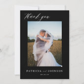 エレガント2枚エレガントのフォトスクリプ結婚ト黒 サンキューカード (正面)