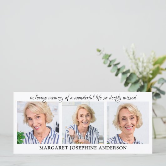 エレガント3写真悔やみや弔慰葬儀祈りの言葉しおり (スタンド正面)