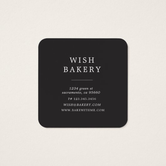エレガント3層ケーキベーカリーのプロファイルカード (裏面)