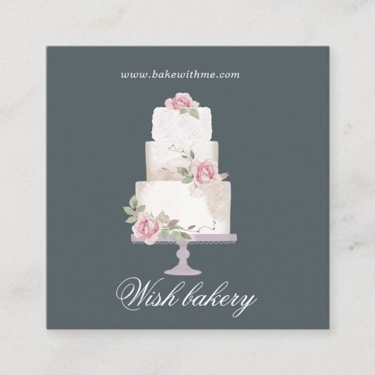 エレガント3層ケーキベーカリー広場 スクエア名刺 (正面)