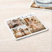 エレガント3感謝してい枚の結婚式の引き出物 スクエアペーパーコースター (アングル)