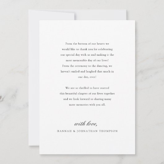 エレガント3枚の写真の結婚サンキューカード サンキューカード (裏面)