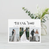 エレガント3枚の写真モダン結婚コラージュ サンキューカード (スタンド正面)