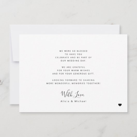 エレガント3枚の写真モダン結婚コラージュ サンキューカード (裏面)