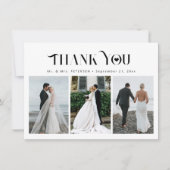 エレガント3枚の写真モダン結婚コラージュ サンキューカード (正面)