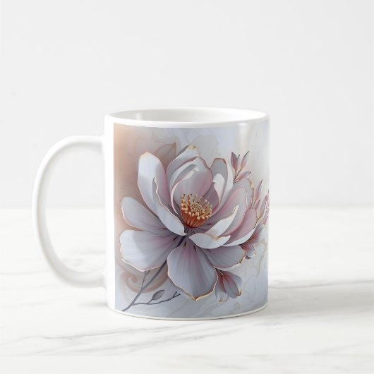 エレガント3絵を描Dの花 コーヒーマグカップ (左)