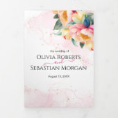 エレガント3 in 1牡丹の水の色結婚の 三つ折り招待状 (カバー)