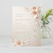 エレガント3dフローラ結婚 招待状 (スタンド正面)