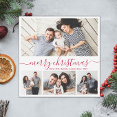 エレガント4フォトコラージュ赤白クリスマス シーズンカード